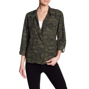 Sanctuary Camo Fringe Bottom ZIP Jacket